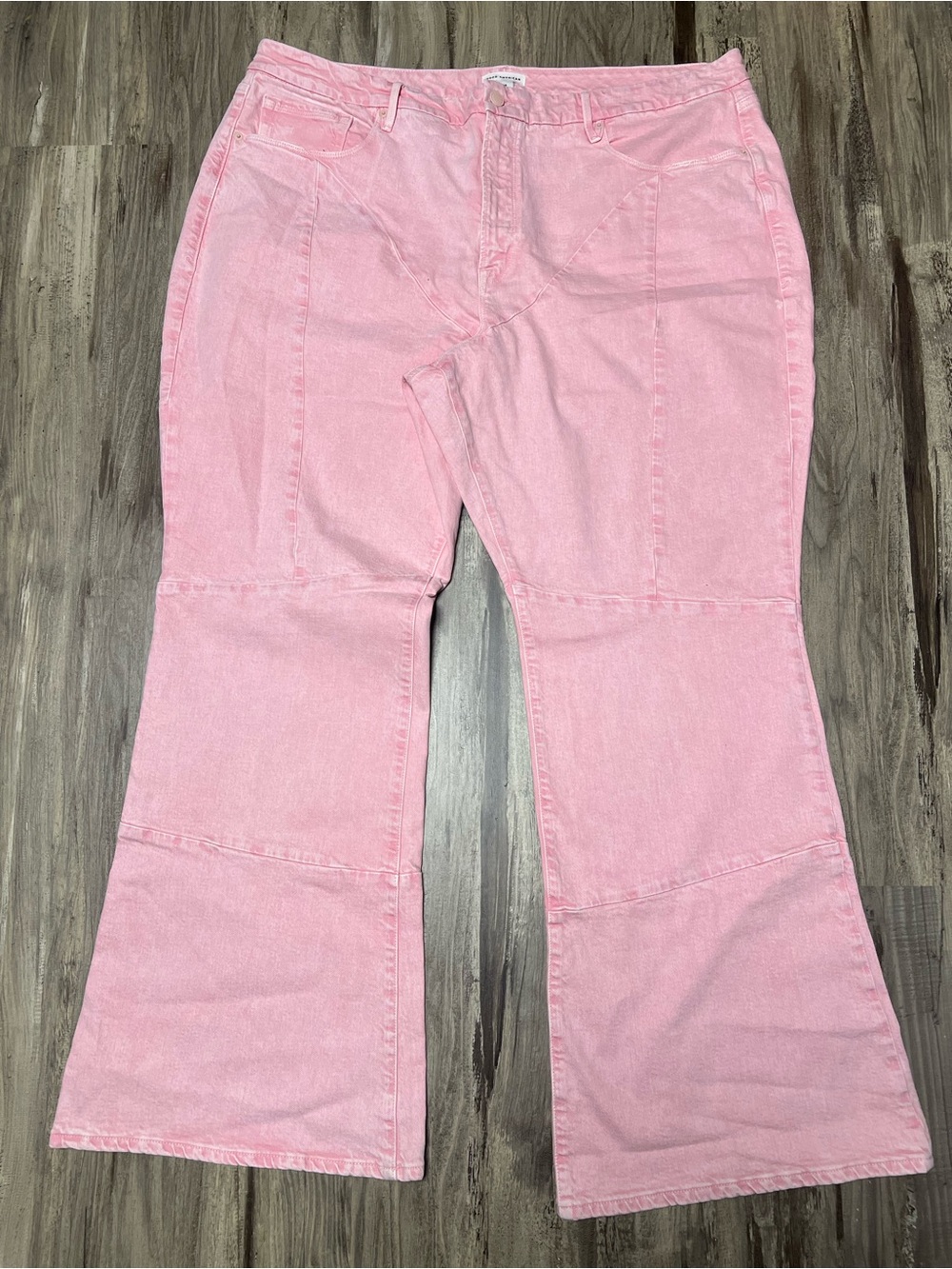 Good American Good Legs Flare Mineral Rose Quartz Pink Paneled Jeans Size 24